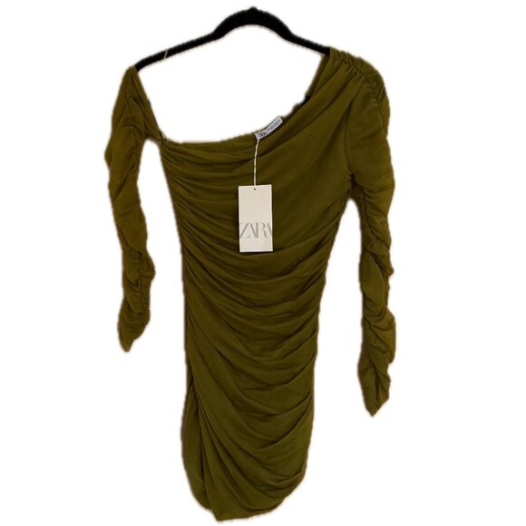 NWT Zara Ruched Organza Dress XS - Picture 3 of 6